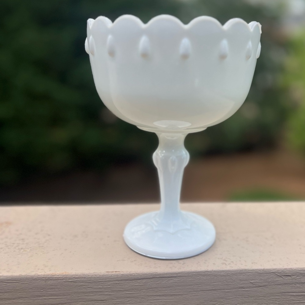 Vintage Indiana Milk Glass Tear Drop Compote